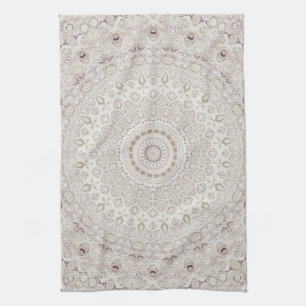 Paño De Cocina Diseño de Patrón Mandala Beige y Taupe