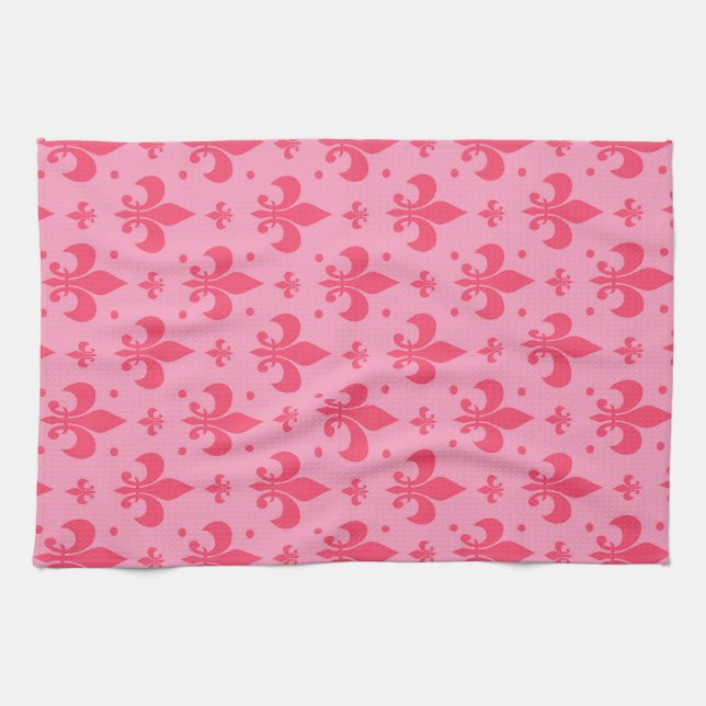 Paño De Cocina Diseño de patrones de flor rosado de lis (Horizontal)
