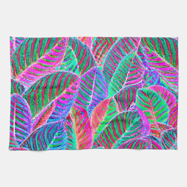 Paño De Cocina Diseño de patrones de hojas vívidas (Horizontal)