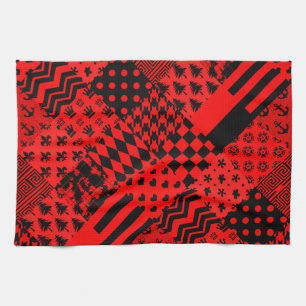 Paño De Cocina Diseño de patrones mixtos rojos negros