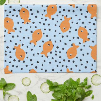 Paño De Cocina Diseño de pez dorado naranja y azul