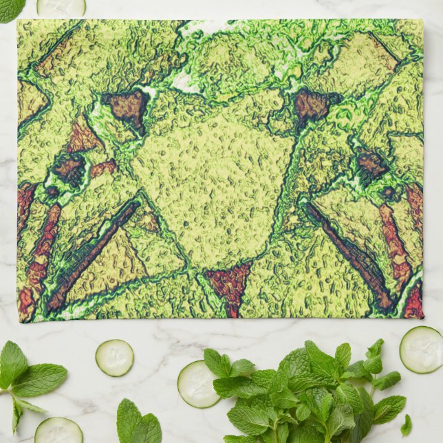Paño De Cocina Diseño de piedra volcánica pintada de amarillo pál (Doblado)
