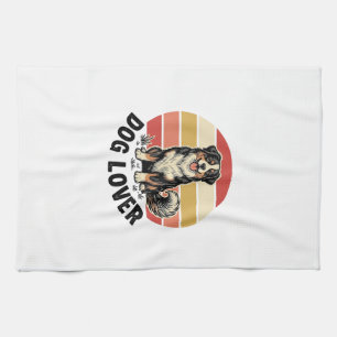 Paño De Cocina Diseño de puesta de sol de perro lindo grabado vin