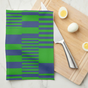 Paño De Cocina Diseño de rayas de patchwork azul verde