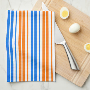 Paño De Cocina Diseño de rayas verticales naranjas y azules sobre