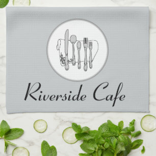 Paño De Cocina Diseño de Silverware personalizado negro, blanco y