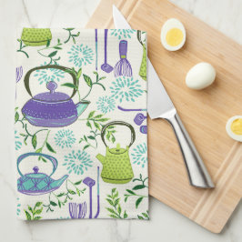 Paño De Cocina Diseño de tetera verde japonesa