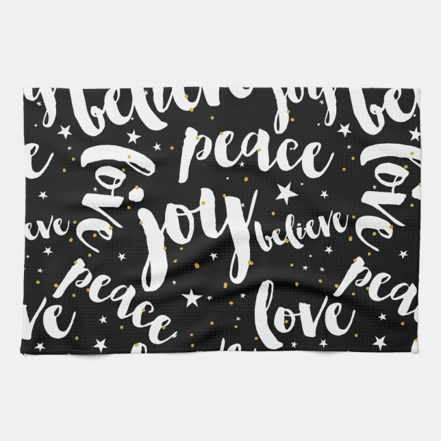 Paño De Cocina Diseño de texto blanco en fondo negro (Horizontal)