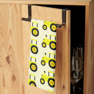 Paño De Cocina Diseño de Tractor Amarillo con Fondo de Cualquier