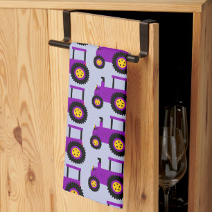 Paño De Cocina Diseño de Tractor Purpura con Fondo de Cualquier C