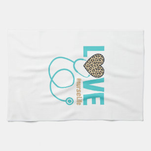 Paño De Cocina Diseño de vector de estetoscopio de leopardo de am