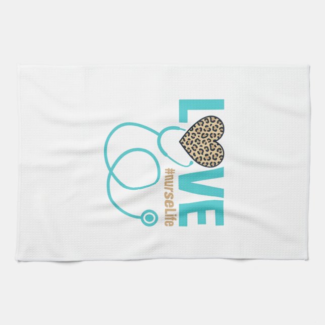 Paño De Cocina Diseño de vector de estetoscopio de leopardo de am (Horizontal)