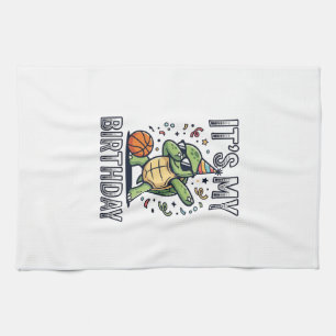Paño De Cocina Diseño de vector de fiesta de baloncesto de tortug