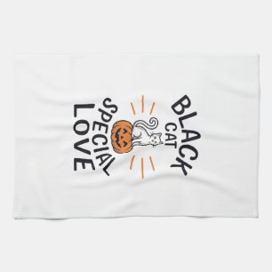 Paño De Cocina Diseño de vector de gato negro especial amor Hallo