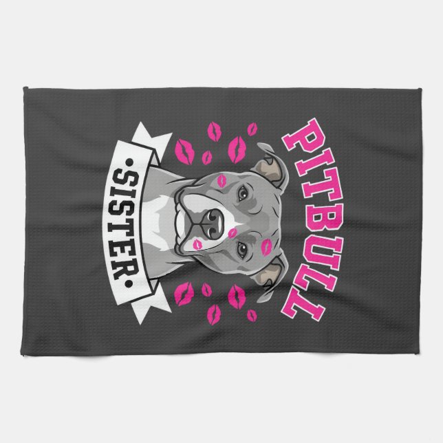 Paño De Cocina Diseño de vector de hermana de Pitbull amante de l (Horizontal)