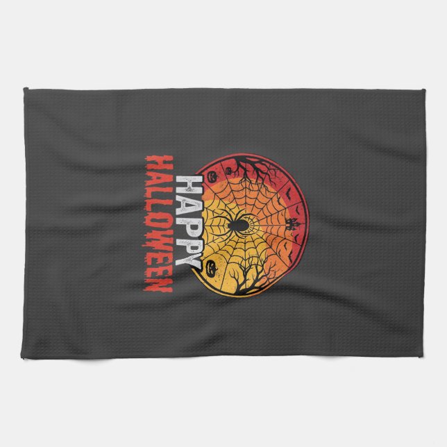 Paño De Cocina Diseño de vector de telaraña de Halloween feliz (Horizontal)