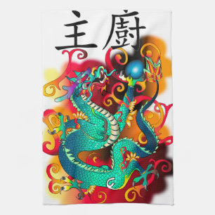 Paño De Cocina Diseño del Dragón de Chef Samurai