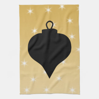 Paño De Cocina Diseño del navidad del negro y del color oro