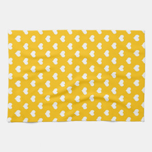 Paño De Cocina Diseño del patrón amarillo de corazón de amor blan