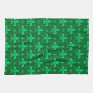 Paño De Cocina Diseño del patrón de flor verde de lis