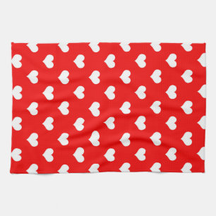 Paño De Cocina Diseño del patrón del corazón de amor blanco rojo