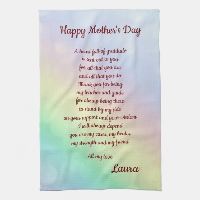 Paño De Cocina Diseño del poema del Día de la Madre (Vertical)