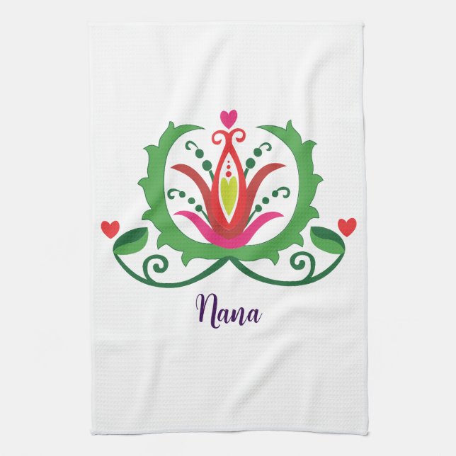 Paño De Cocina diseño digital del corazón Matyo húngaro (Vertical)