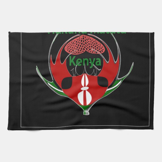 Paño De Cocina Diseño Escudo keniano: Bandera de mariposa. (Horizontal)
