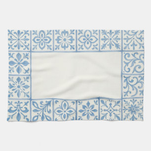 Paño De Cocina diseño estacionario azul de azulejo portugués