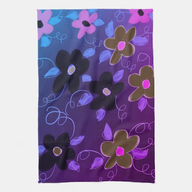 Paño De Cocina Diseño floral con morado (Vertical)
