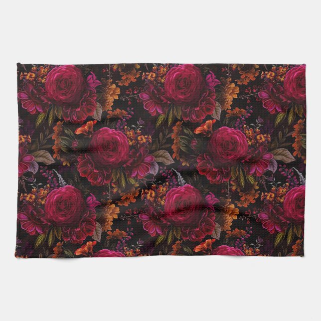 Paño De Cocina Diseño floral de Dark Academia (Horizontal)
