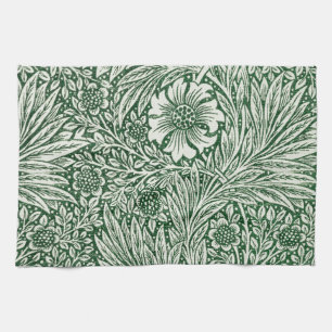 Paño De Cocina diseño floral verde caléndula de william morris