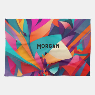 Paño De Cocina Diseño geométrico colorido, nombre o monograma