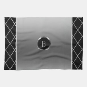 Paño De Cocina Diseño Geométrico De Plata Negro Y Metálico