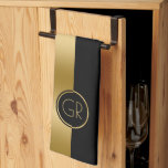 Paño De Cocina Diseño Geométrico Simple en Negro y Oro 2<br><div class="desc">Elegante diseño geométrico moderno de oro y negro con monograma personalizado.</div>