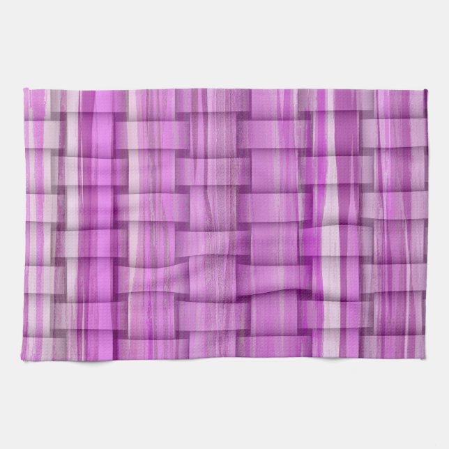 Paño De Cocina Diseño gráfico de mimbre de pintura púrpura retro (Horizontal)