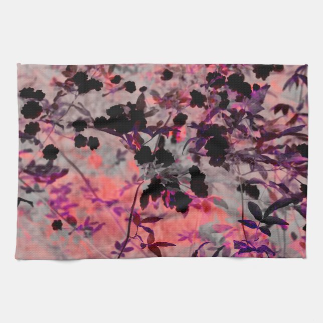 Paño De Cocina Diseño gráfico de patrones de flores negras rojas (Horizontal)