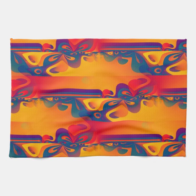 Paño De Cocina Diseño gráfico impecable - I rojo amarillo (Horizontal)