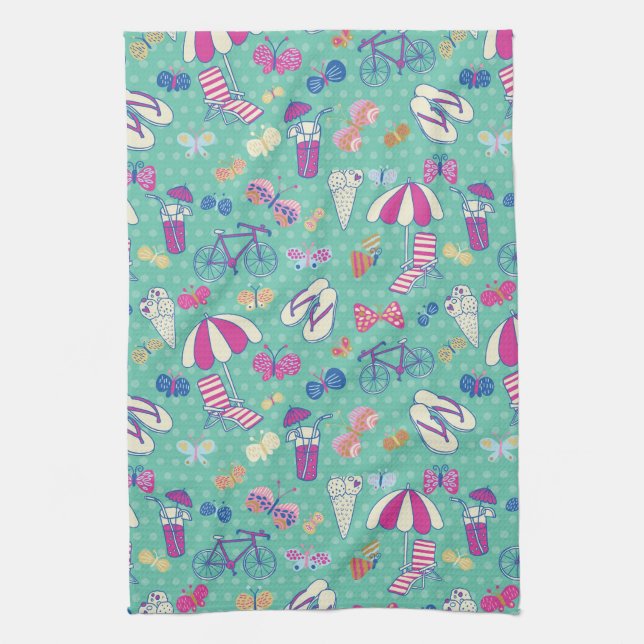 Paño De Cocina Diseño Hermoso Con Elementos De Verano (Vertical)