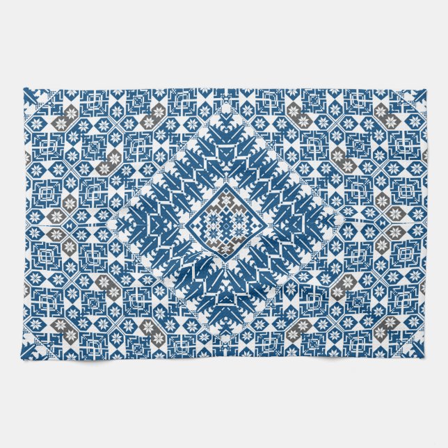 Paño De Cocina Diseño impreso con motivos de bordado palestino (Horizontal)
