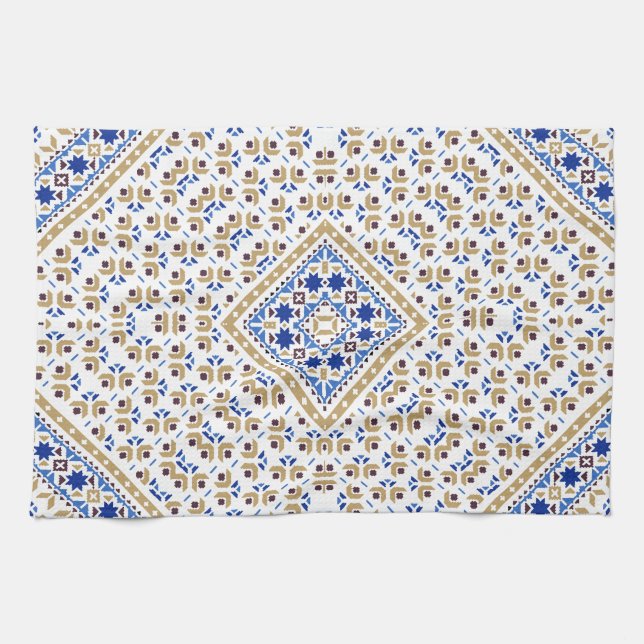 Paño De Cocina Diseño impreso con motivos de bordado palestino (Horizontal)