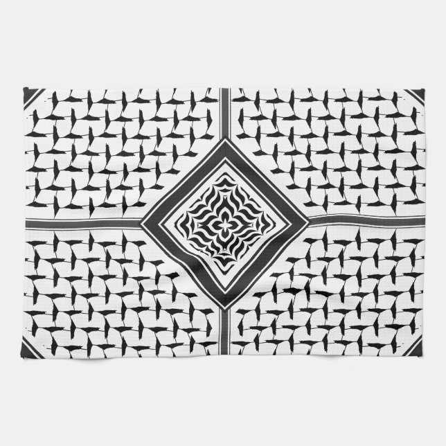 Paño De Cocina Diseño impreso del patrón de Kuffiya palestino (Horizontal)