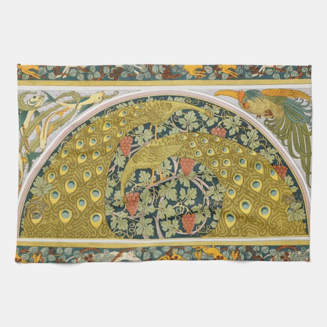Paño De Cocina Diseño intrincado de estilo Art Nouveau pavo (Horizontal)