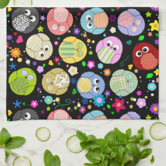Paño De Cocina Diseño lindo de los búhos y de las flores del