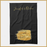 Paño De Cocina Diseño Minimalista de Art Lover<br><div class="desc">Diseño de acentos sencillo y elegante con ART LOVER en letra de guión decorativa. Decorado con una pincelada dorada.</div>