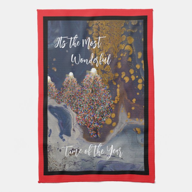 Paño De Cocina Diseño moderno de árbol de navidad con luz (Vertical)