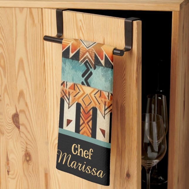 Paño De Cocina Diseño nativo americano del suroeste personalizado (Pliegue de tercios)