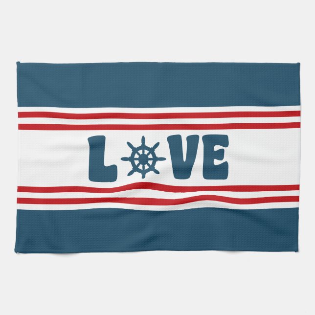 Paño De Cocina Diseño náutico de amor (Horizontal)