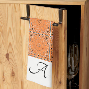 Paño De Cocina Diseño oriental monograma naranja