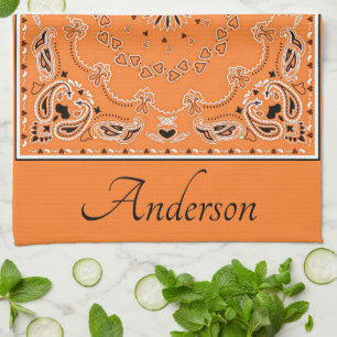 Paño De Cocina Diseño oriental naranja personalizado